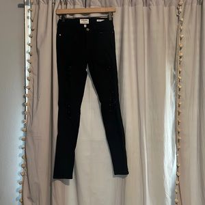 Frame Denim Black Distressed Skinny Jeans